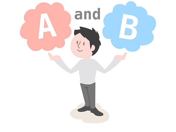 どっちも選ぶ男性のイラスト